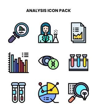Analysis Lineal Color Bundle Icons Pack Ilustración de archivo
