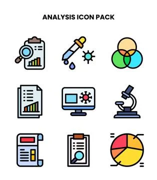 Analysis Lineal Color Bundle Icons Pack Ilustración de archivo