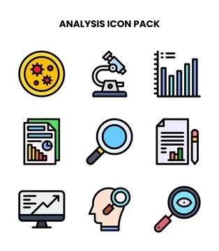 Analysis Lineal Color Bundle Icons Pack Stockillustratie