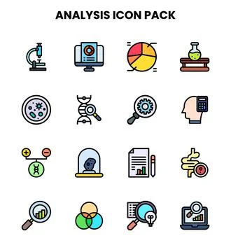 Analysis Lineal Color Vector Icons Pack Stock Illustration