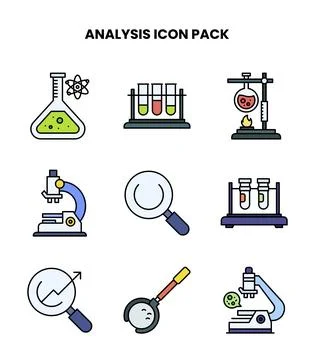 Analysis Lineal Color Vector Icons Pack Ilustração Stock