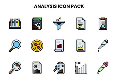 Analysis Lineal Color Vector Icons Pack 스톡 일러스트
