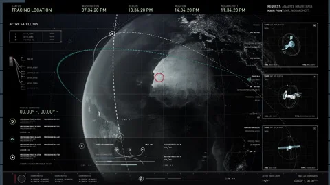 The Analysis of Mauritania. Three Active Satellites Were Found. User Interface. Stock Footage 263235507