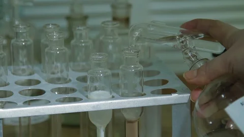 Analysis of milk sample on laboratory equipment. Modern equipment. Food quality Stock Footage 125805047