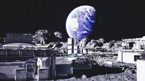 Analysis of mineral samples near lunar processing facilities Stock Footage 333991811