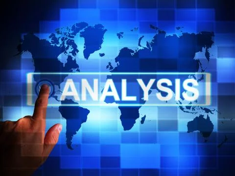 Analysis or analyse concept icon shows scrutiny of data or finan Stock Illustration