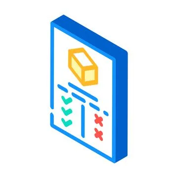 Analysis plus and minus production isometric icon vector illustration Stock Illustration