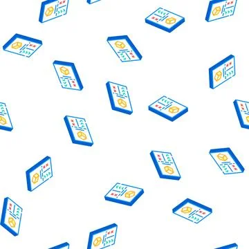 Analysis plus and minus production isometric icon seamless pattern Stock Illustration