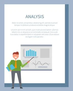 Analysis Poster with Businessman Standing at Board Stock Illustration