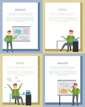 Analysis Poster with Businessmen at Board or Table Stock Illustration