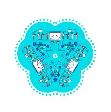 Analysis of Production Flat Style Icon Stock Illustration