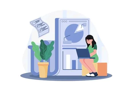 Analysis Report Illustration concept. A flat illustration isolated on white.. イラスト素材