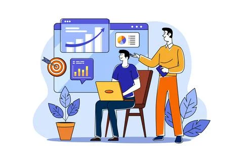 Analysis Report Illustration concept on white background Stockillustratie
