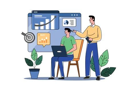 Analysis Report Illustration concept on white background Stockillustratie