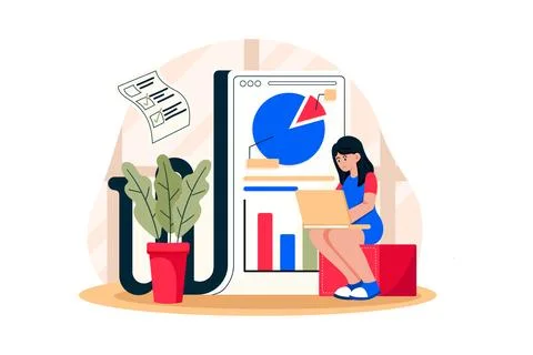 Analysis Report Illustration concept on white background Stockillustratie
