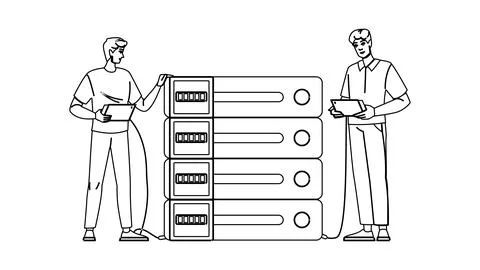 Analysis scanning server vector Stock Illustration