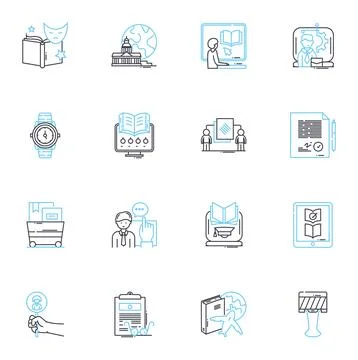 Analysis scheme linear icons set. Diagram, Logic, Methodology, Breakdown Stock Illustration