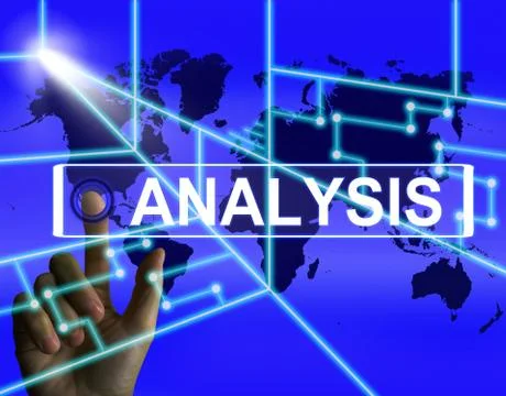 Analysis screen indicates internet or international data analyzing Stock Illustration