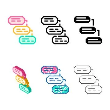 Analysis sequence color icon forms vector flat 스톡 일러스트