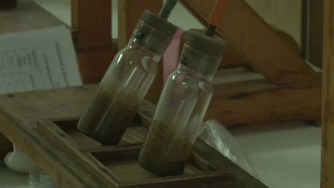 Analysis of soil samples in laboratory. Video stock 153814649