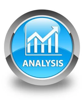 Analysis (statistics icon) glossy cyan blue round button Stock Illustration