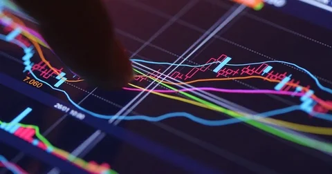 Analysis stock market data on digital screen Stock Footage 85336816
