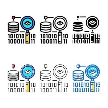 Analysis styles binary digital processing color icon vector 库存插图
