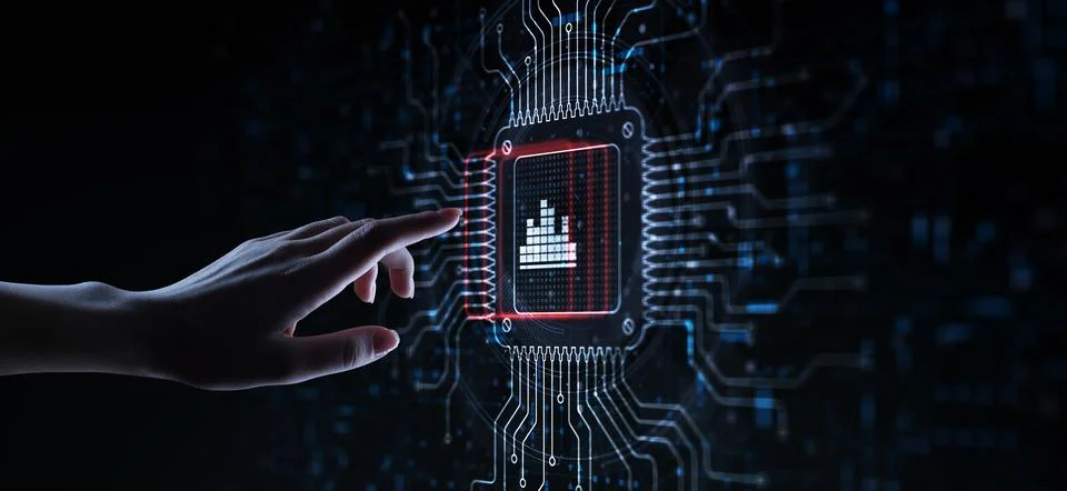 Analysis Systematic Data Evaluation Illustrated on a Processor Touched by a H Stock Photos