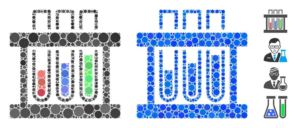 Analysis Test-Tubes Composition Icon of Round Dots Stock Illustration