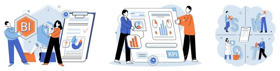 Analysis tool. Datanalysis helps identify growth opportunities. Technology Stock Illustration