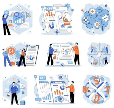 Analysis tool. Design thinking fosters innovation and problem-solving Illustrazione stock