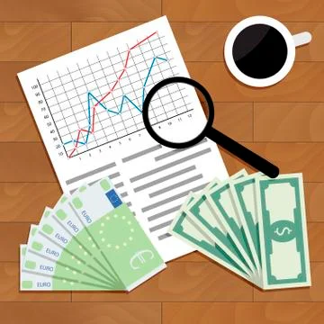 Analysis of trading euro dollar Stock Illustration