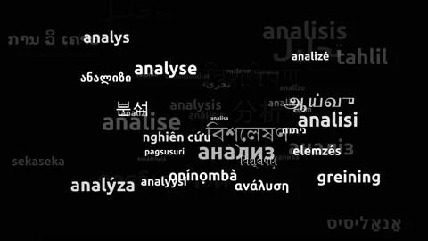 Analysis Translated in 58 Worldwide Languages Endless Looping 3d Zooming Word Video stock 145198265