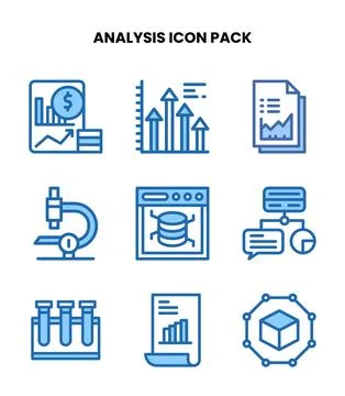 Analysis Two Colour Bundle Icons Pack Stock Illustration