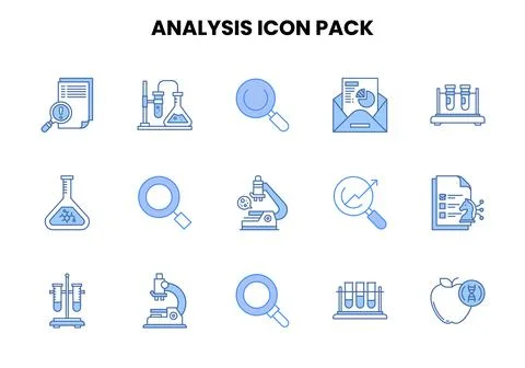 Analysis Two Colour Collection Icons Pack Stockillustratie