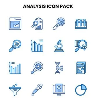 Analysis Two Colour Graphics Icons Pack Stock Illustration