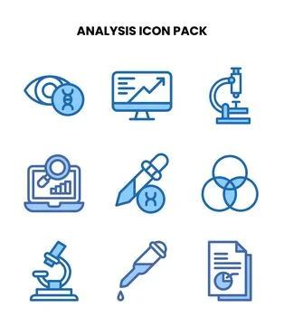 Analysis Two Colour Icons Pack Ilustração Stock