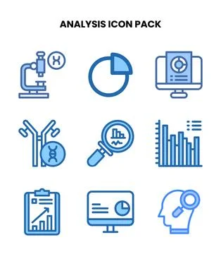 Analysis Two Colour Scalable Icons Pack 库存插图