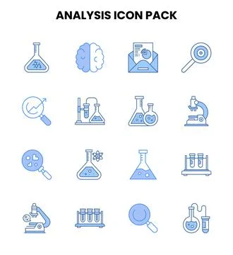 Analysis Two Colour SVG Icons Pack Stock Illustration