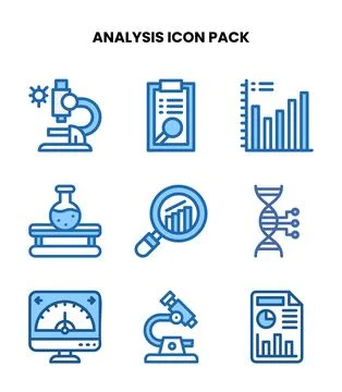 Analysis Two Colour UI Icons Pack Stock Illustration