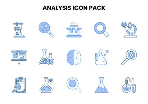 Analysis Two Colour UI Icons Pack Stock Illustration