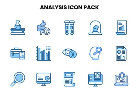 Analysis Two Colour Vector Icons Pack Stock Illustration