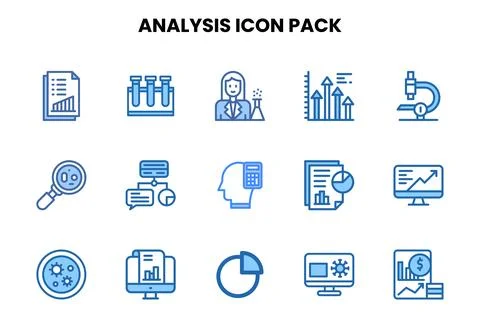 Analysis Two Colour Vector Icons Pack Stockillustratie