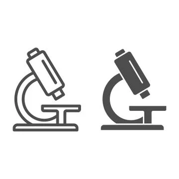 Analysis under microscope line and solid icon, Medical tests concept, laboratory Illustrazione stock