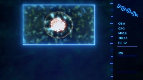 Analysis Virus Cells DNA Dividing in blue tone Animation . Stock Footage 129481597