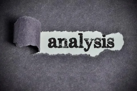 Analysis word under torn black sugar paper Foto stock
