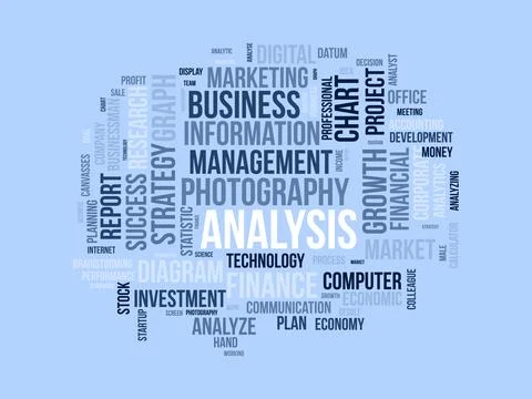 Analysis wordcloud template. Business concept vector background. Stock Illustration