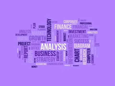 Analysis wordcloud template. Business concept vector background. Stock Illustration