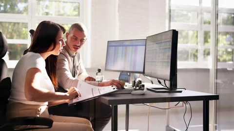 Analyst Employee Working On Spreadsheet Stock Footage 252860384
