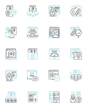Analyst linear icons set. Strategy, Data, Research, Reports, Insights, Finance Stockillustratie